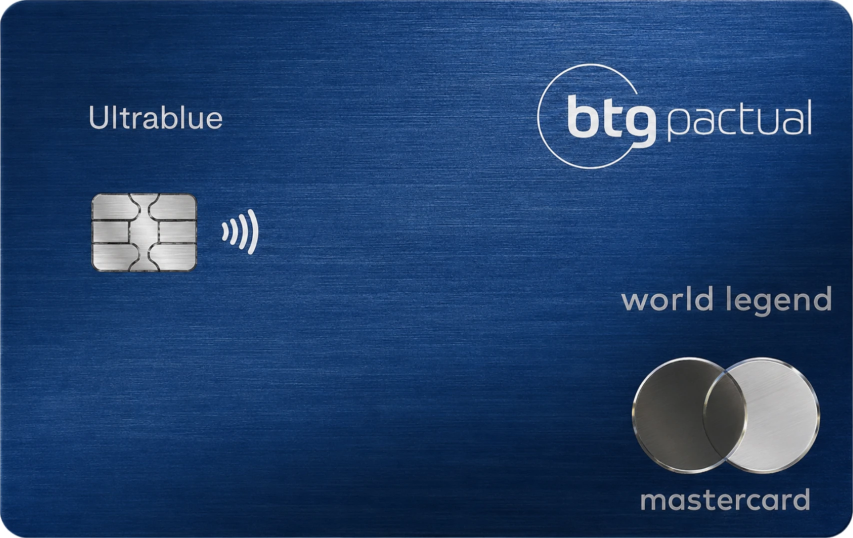 Cartão BTG Pactual Ultrablue World Legend, azul com acabamento metálico